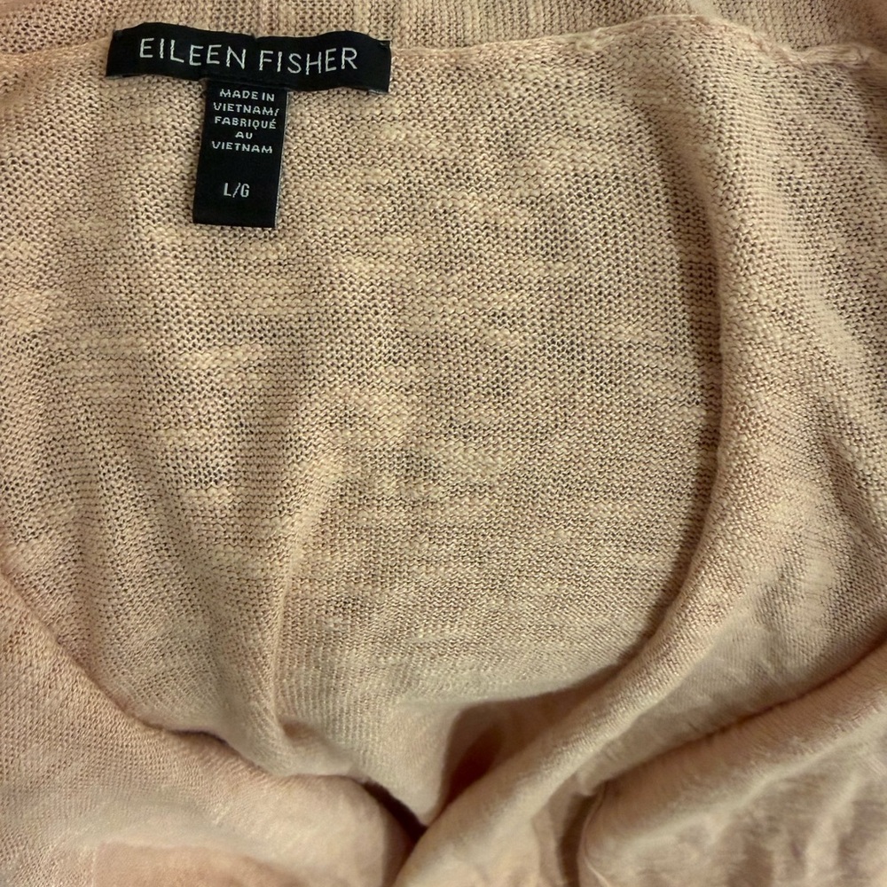 EILEEN FISHER Cream/Peach Lightweight Knit Sweater